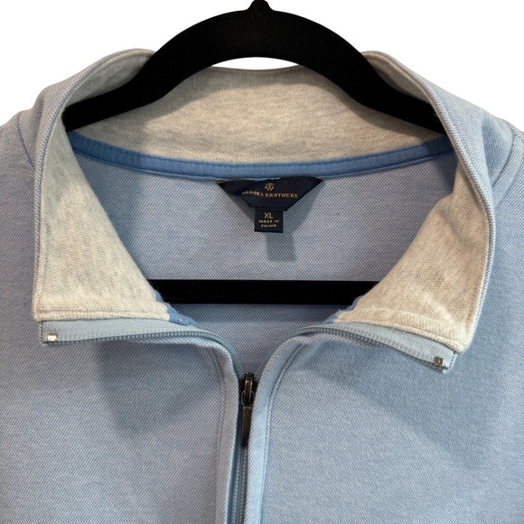 Brooks‎ Brothers Mens Light Blue 1/4 Zip Pullover Sweatshirt Size XL Long Sleeve - Picture 5 of 10